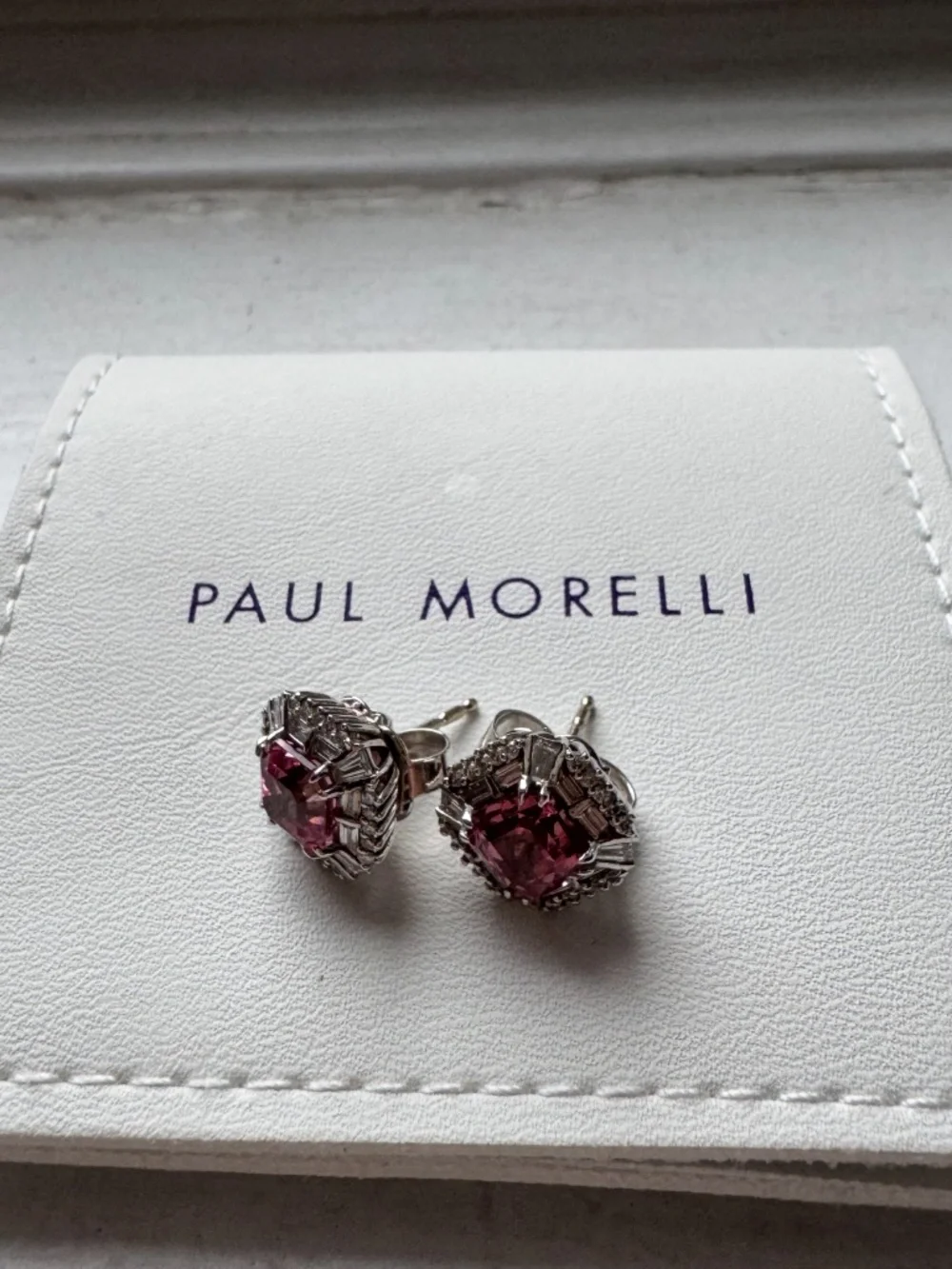 Paul Morelli Pink Spinel and Diamond Stud Earrings in 18K White Gold - Picture 2 of 5